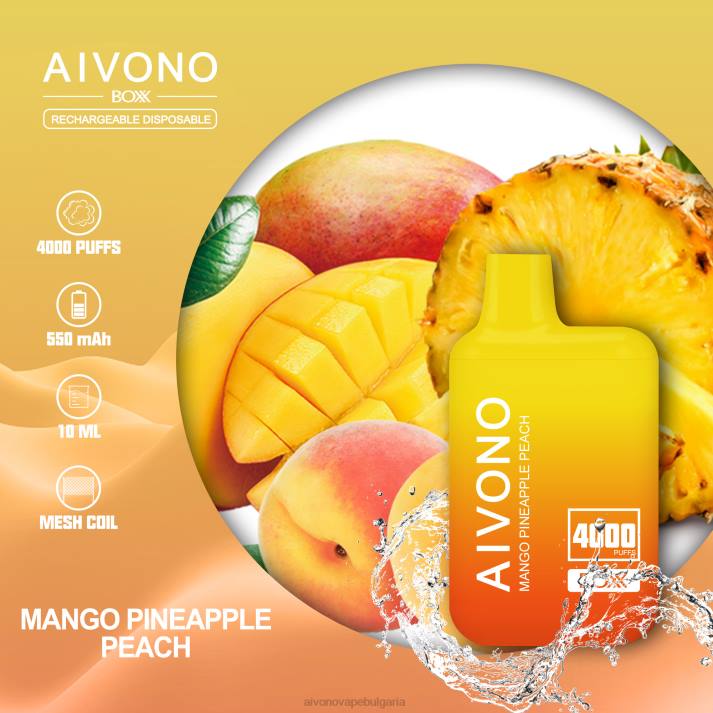 Aivono AIM BOXX 4000 манго ананас праскова BF0L219 - Aivono Vape Bulgaria