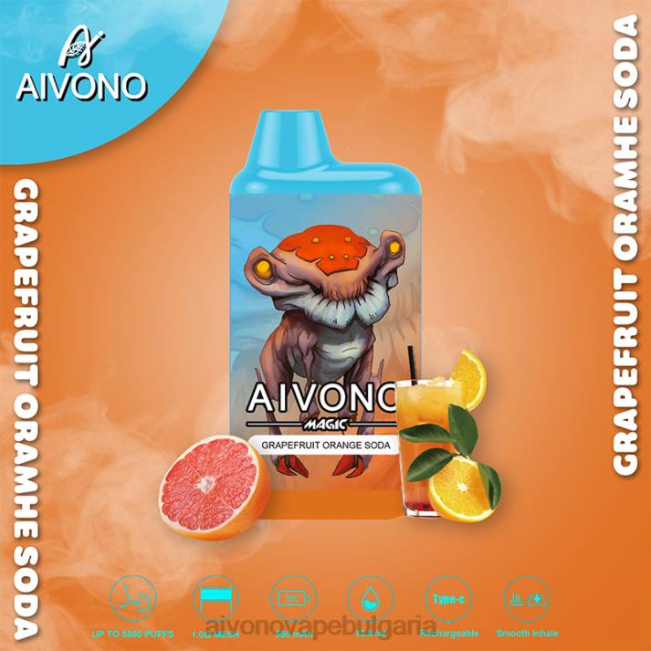Aivono AIM MAGIC 5800 кутия за цигари сода от грейпфрут и портокал BF0L101 - Aivono Vape Review