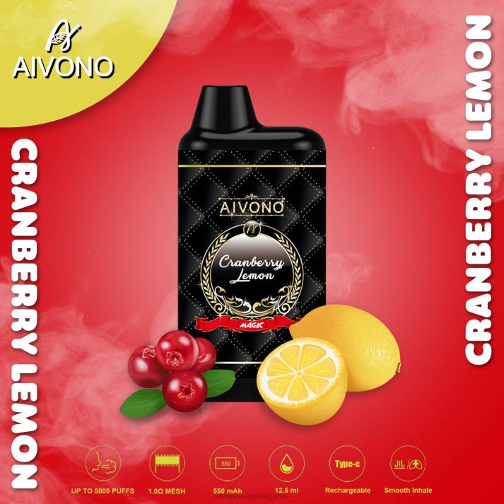 Aivono AIM MAGIC 5800 кутия за цигари червена боровинка лимон BF0L89 - Aivono Vape Review