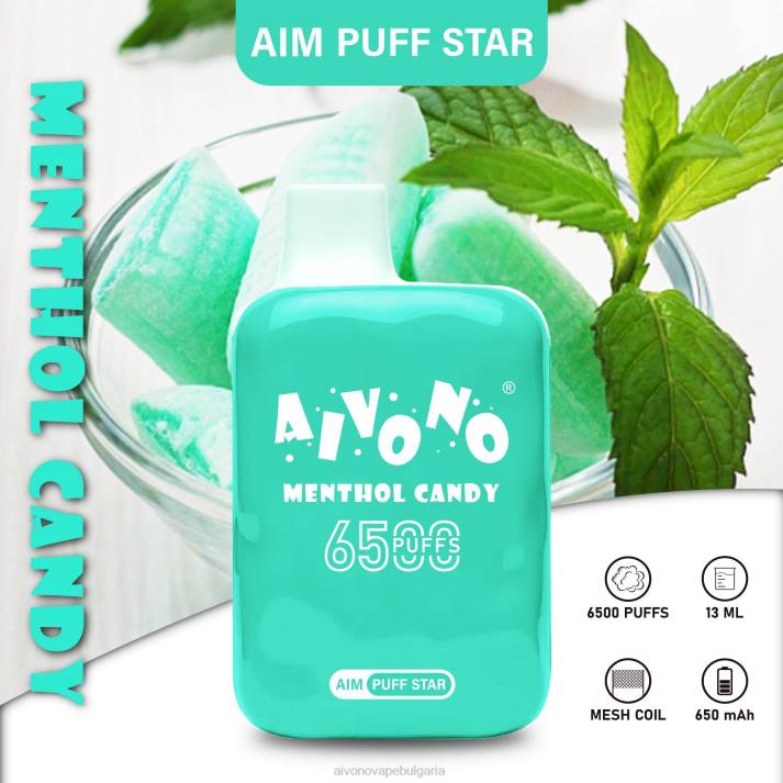 Aivono AIM PUFF STAR 6500 ментолови бонбони BF0L295 - Aivono Vape Bulgaria