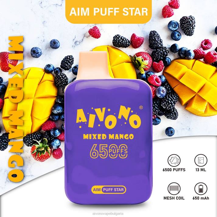 Aivono AIM PUFF STAR 6500 смесено манго BF0L296 - Aivono Bulgaria