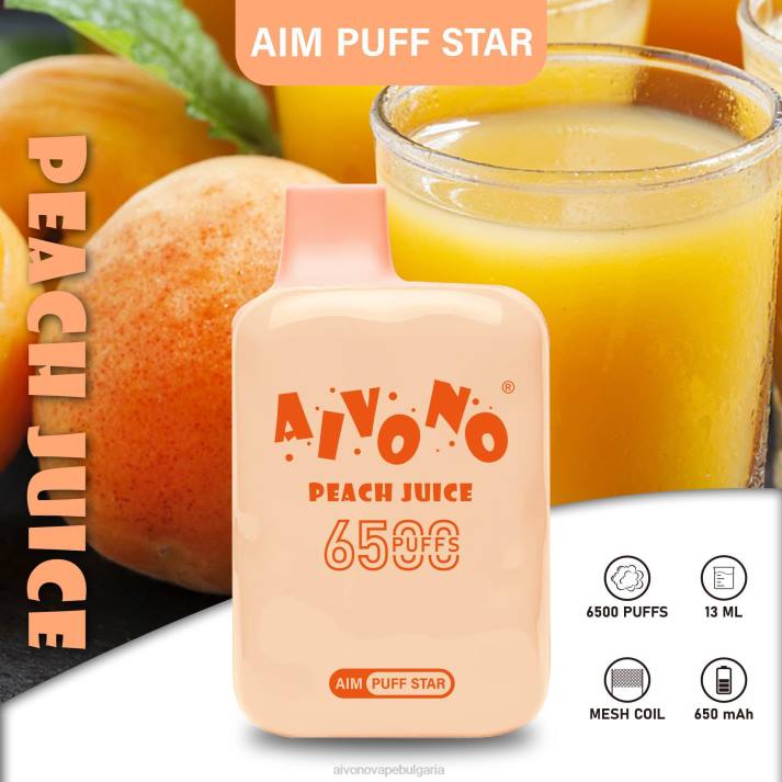 Aivono AIM PUFF STAR 6500 сок от праскова BF0L289 - Aivono Vape Review