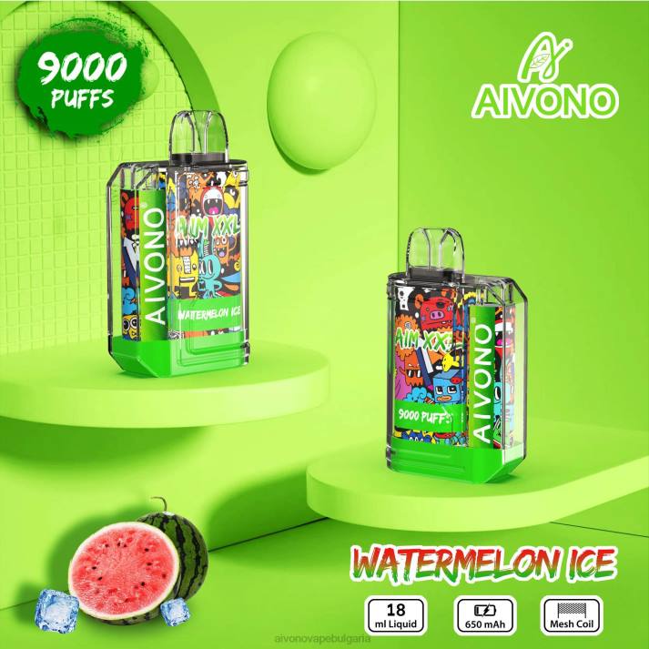 Aivono AIM XXL 9000 прозрачен стикер за уста лед от диня BF0L48 - Aivono Bulgaria