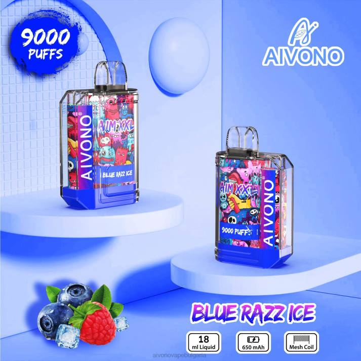 Aivono AIM XXL 9000 прозрачен стикер за уста син раз лед BF0L54 - Aivono Vape