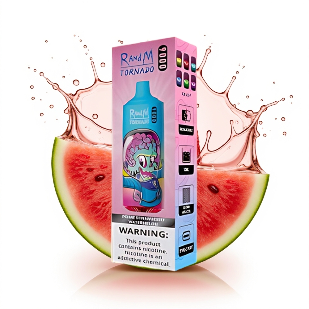 RandM Fumot Tornado 9000 Първична Ягода Диня с Мрежеста Намотка и RGB Дисплей