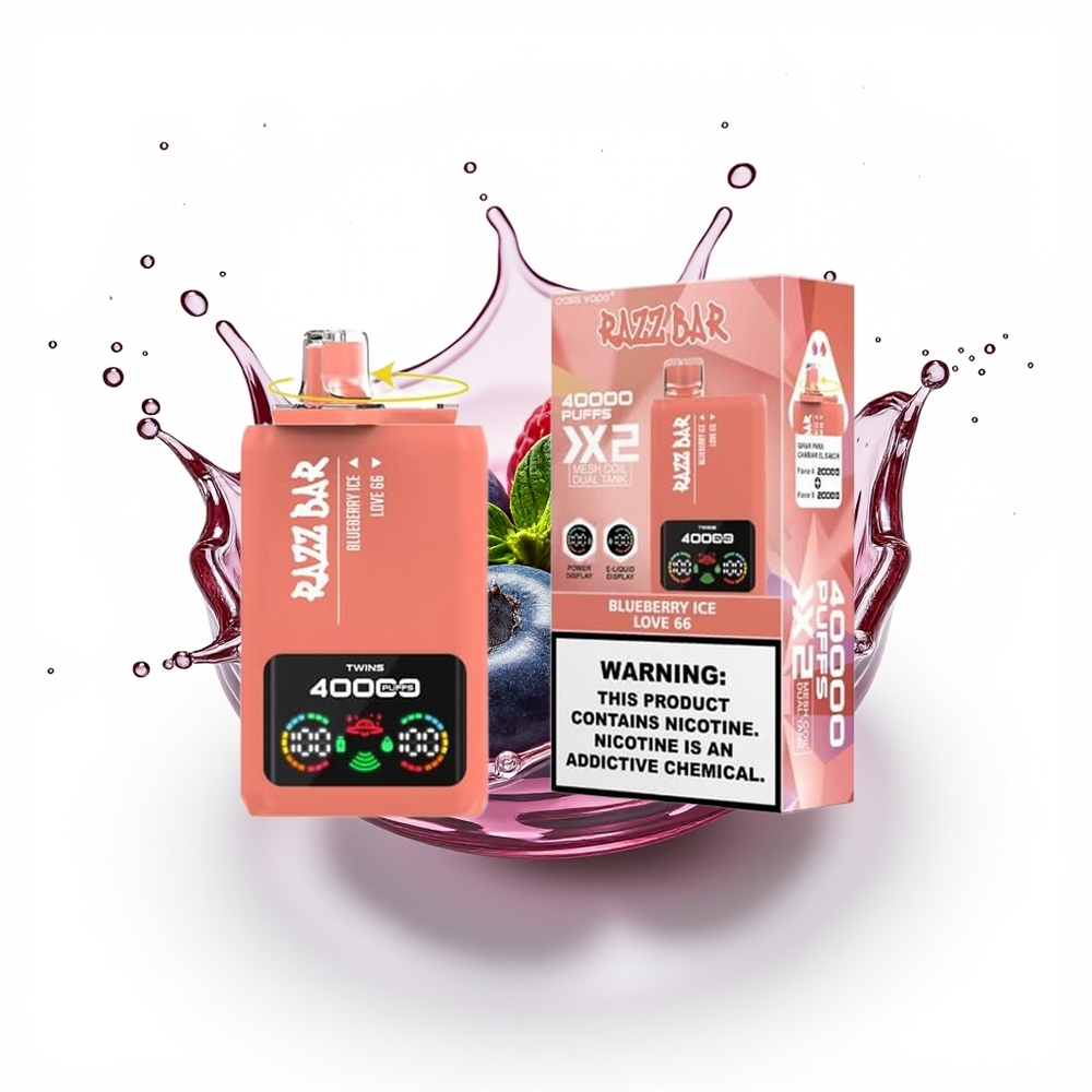 Razz Bar 40000 Боровинков Лед - Любов 66 (Тип-C Порт 10Ohm 2 Мрежово Намотване)