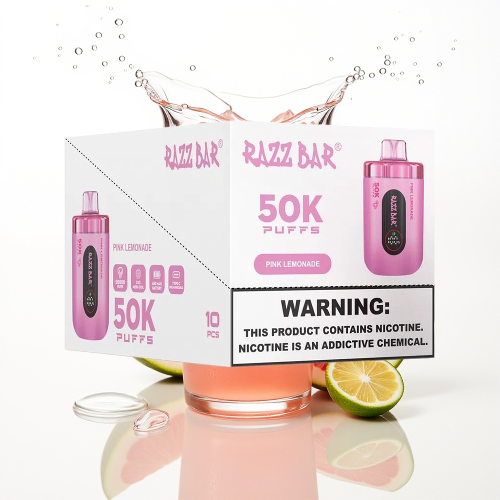 Razz Bar 50K Розов лимонада с 10 Ohm мрежа и 2 никотин
