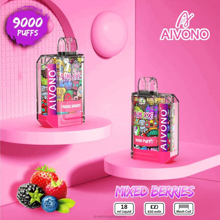 Aivono AIM XXL 9000 прозрачен стикер за уста смесени горски плодове BF0L51 - Aivono Vape Bulgaria